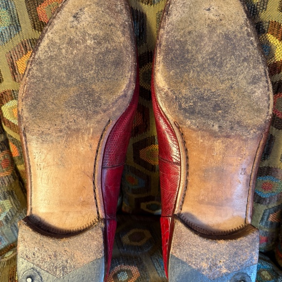 Mauri alligator Venetian loafers RED men's 9.5 + box, trees - Picture 8 of 13